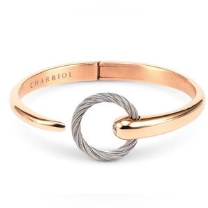 Charriol Two-Tone Cable Accent Cuff Bracelet - Rose Gold Size Large